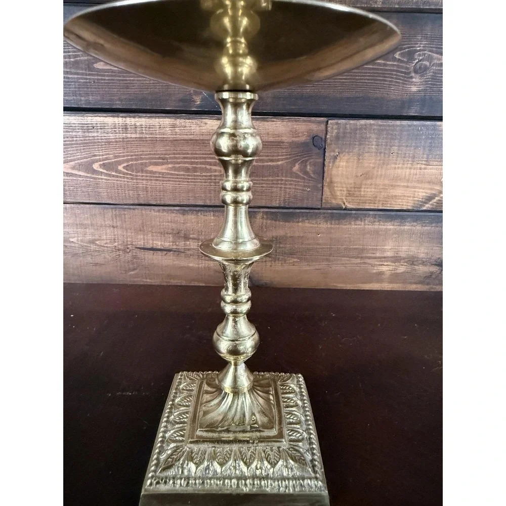 Vintage 1998 Classic Collection Victorian Pillar Candle Holder Brass Tone 6.5